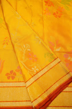 Handwoven Yellow Real Zari Banarasi Katan Silk Saree