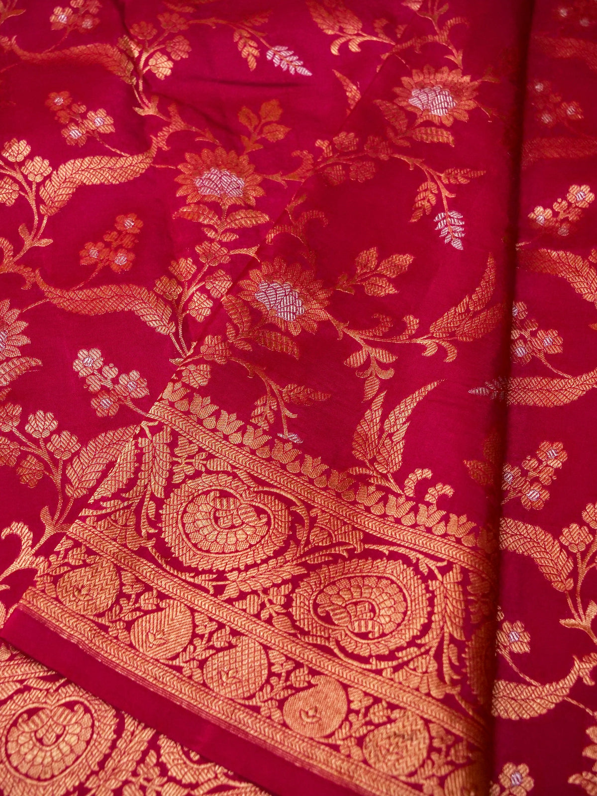 Handwoven Maroon Banarasi Khaddi Georgette Saree