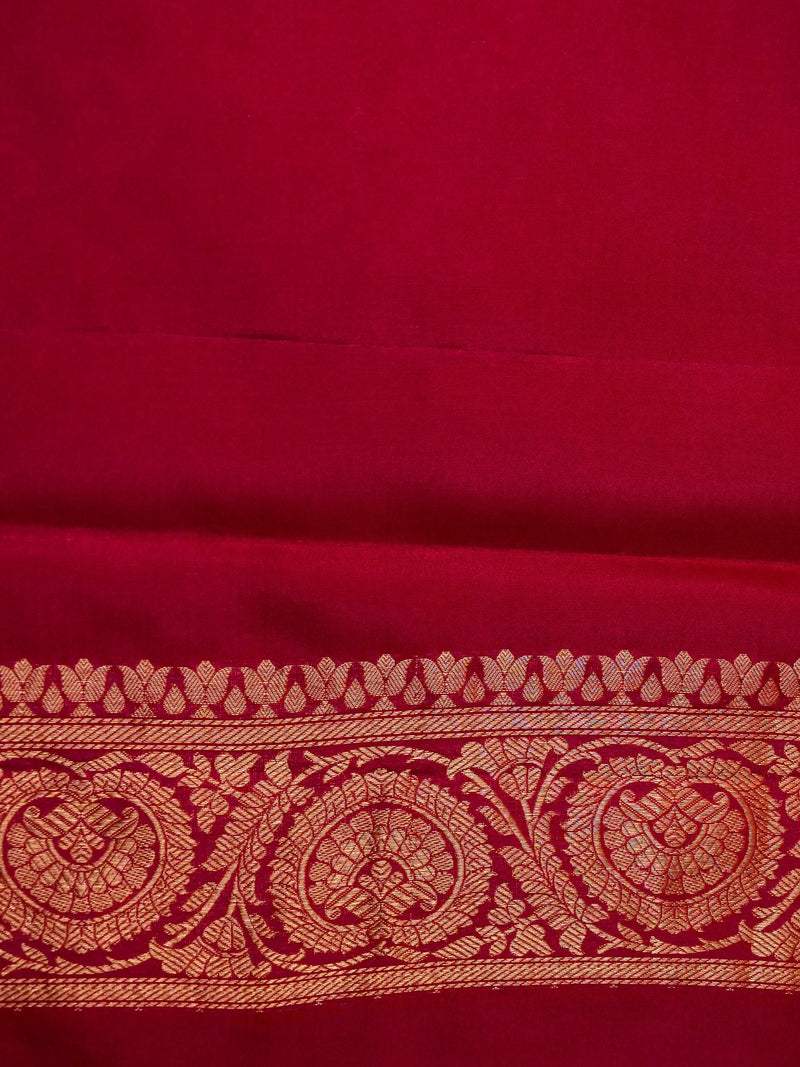 Handwoven Maroon Banarasi Khaddi Georgette Saree