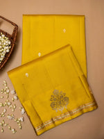 Handwoven Mustard Yellow Banarasi Katan Soft Silk Saree