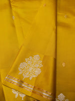 Handwoven Mustard Yellow Banarasi Katan Soft Silk Saree