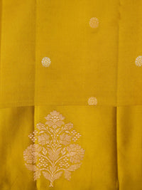 Handwoven Mustard Yellow Banarasi Katan Soft Silk Saree