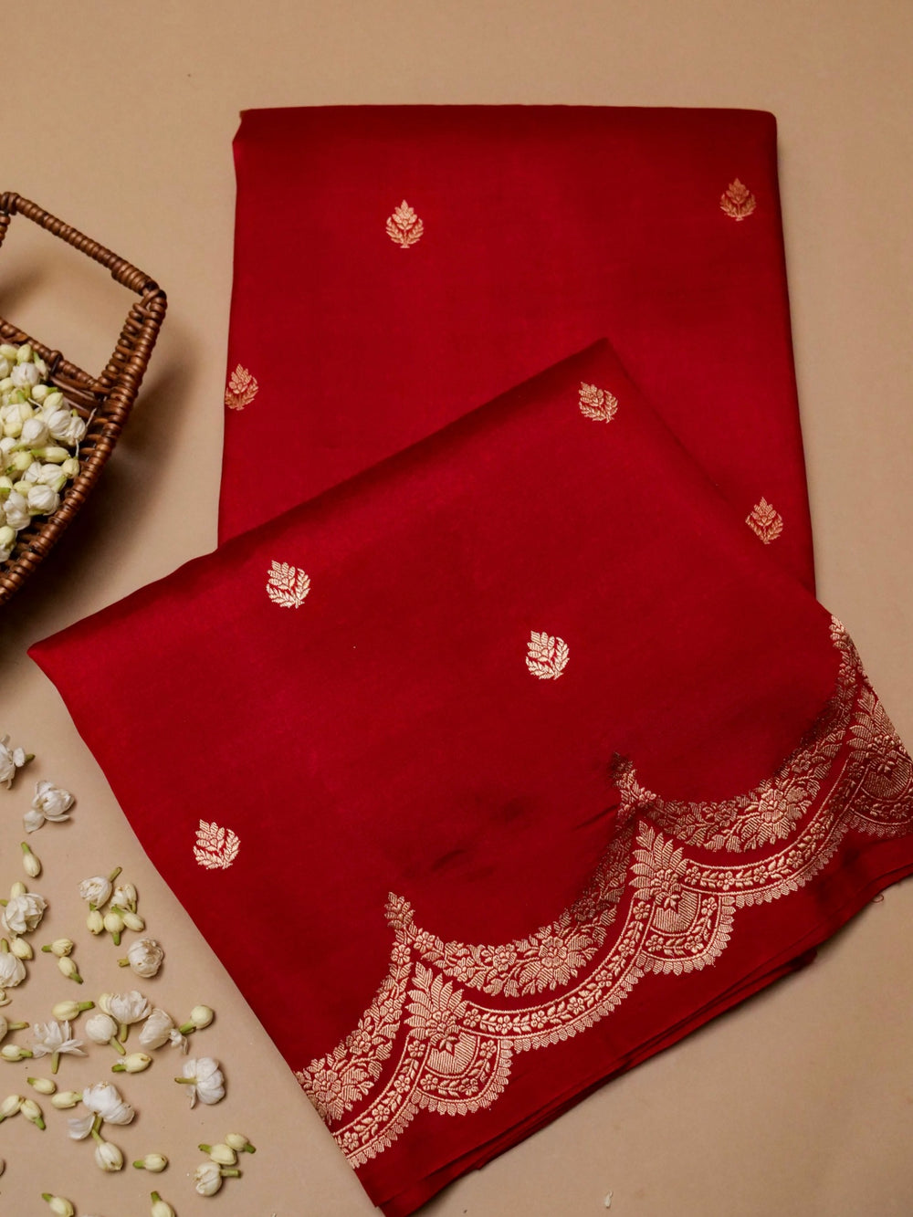 Handwoven Red Banarasi Katan Soft Silk Saree