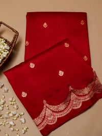 Handwoven Red Banarasi Katan Soft Silk Saree