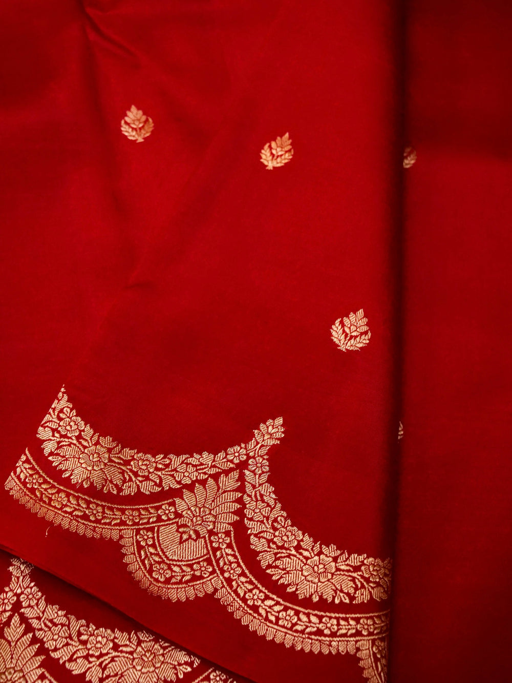 Handwoven Red Banarasi Katan Soft Silk Saree