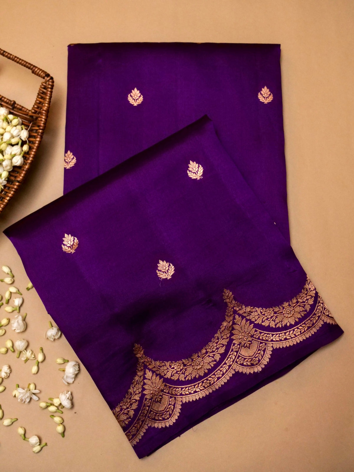 Handwoven Purple Banarasi Katan Soft Silk Saree