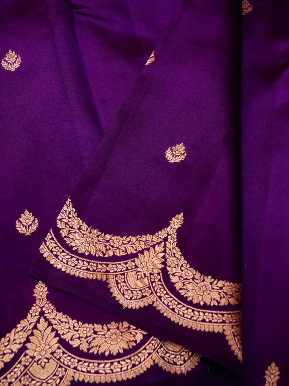 Handwoven Purple Banarasi Katan Soft Silk Saree