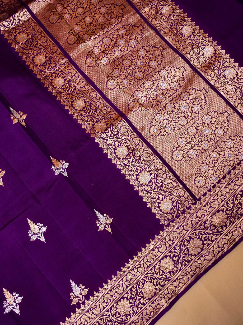 Handwoven Purple Banarasi Katan Soft Silk Saree