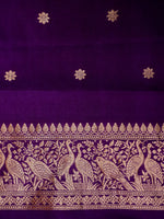 Handwoven Purple Banarasi Motif Katan Soft Silk Saree