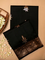 Handwoven Black Banarasi Katan Soft Silk Saree