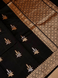 Handwoven Black Banarasi Katan Soft Silk Saree