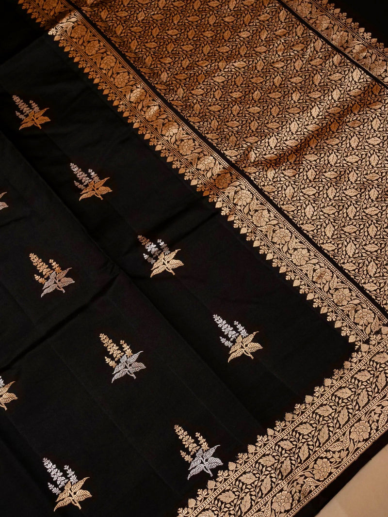 Handwoven Black Banarasi Katan Soft Silk Saree