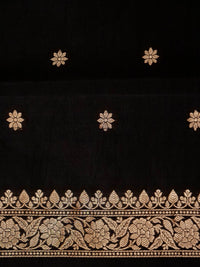 Handwoven Black Banarasi Katan Soft Silk Saree