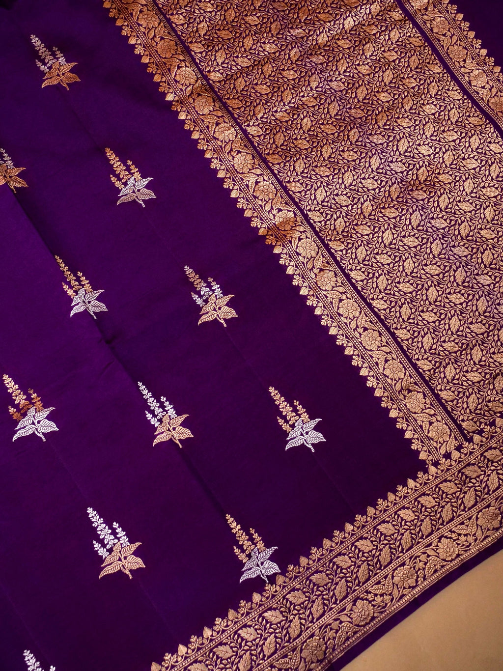 Handwoven Purple Banarasi Katan Soft Silk Saree