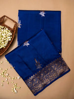 Handwoven Blue Banarasi Katan Soft Silk Saree