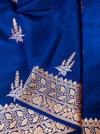 Handwoven Blue Banarasi Katan Soft Silk Saree