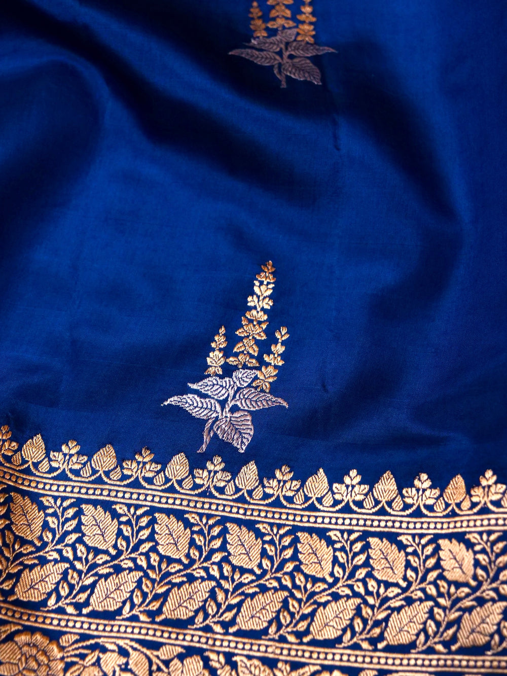 Handwoven Blue Banarasi Katan Soft Silk Saree