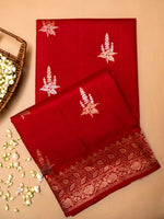 Handwoven Red Banarasi Katan Soft Silk Saree