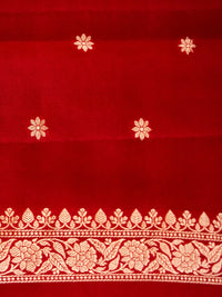 Handwoven Red Banarasi Katan Soft Silk Saree