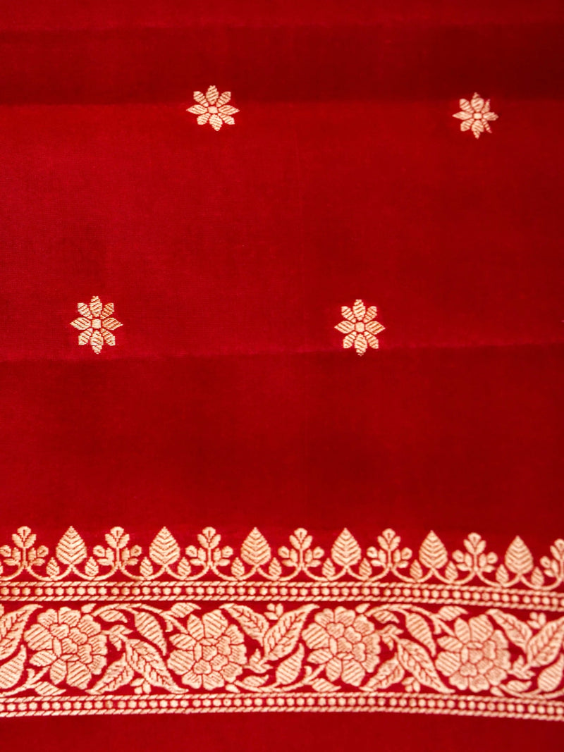 Handwoven Red Banarasi Katan Soft Silk Saree