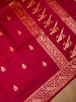 Handwoven Red Banarasi Motif Katan Soft Silk Saree