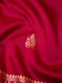 Handwoven Red Banarasi Motif Katan Soft Silk Saree