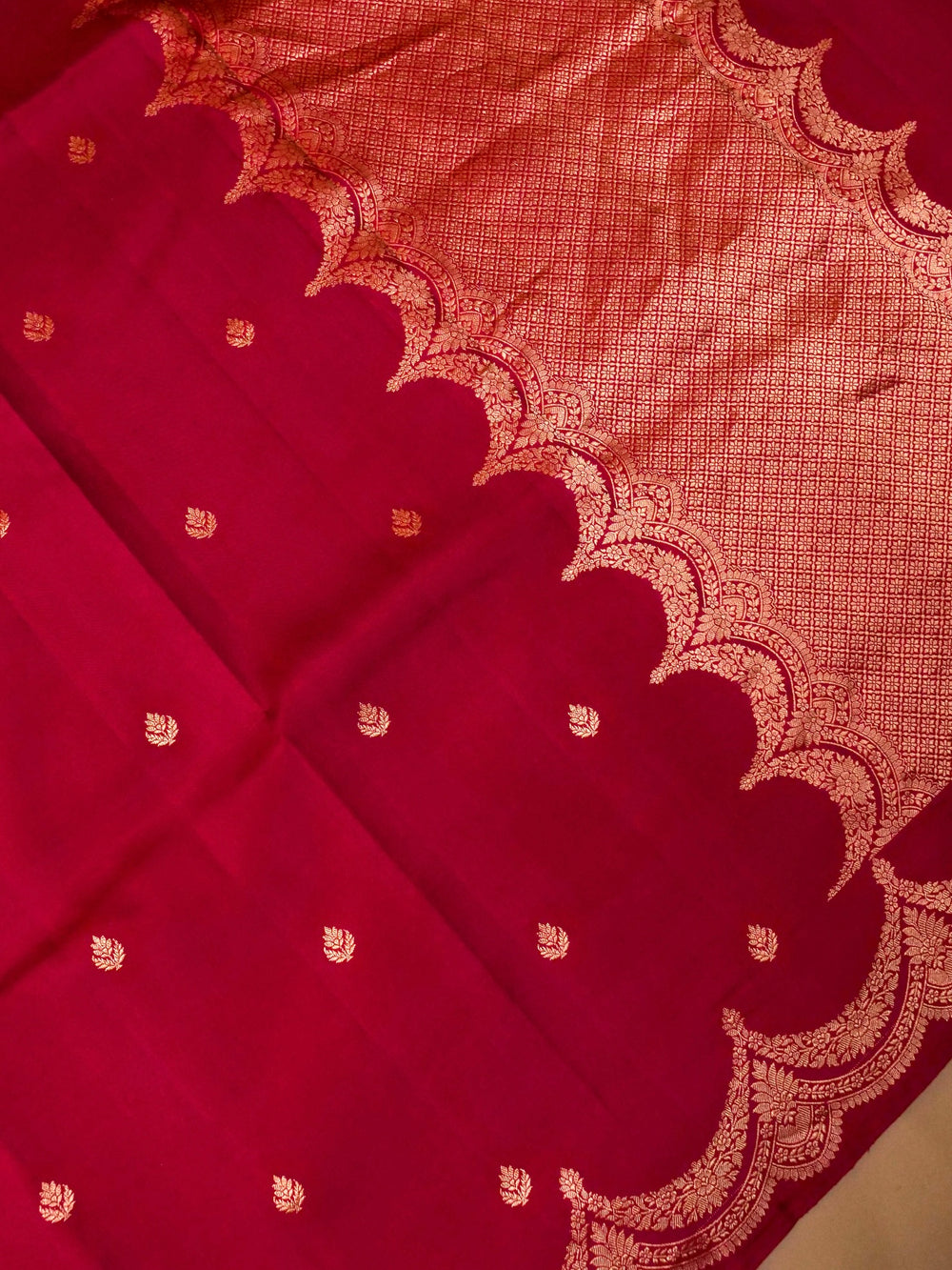 Handwoven Red Banarasi Katan Soft Silk Saree