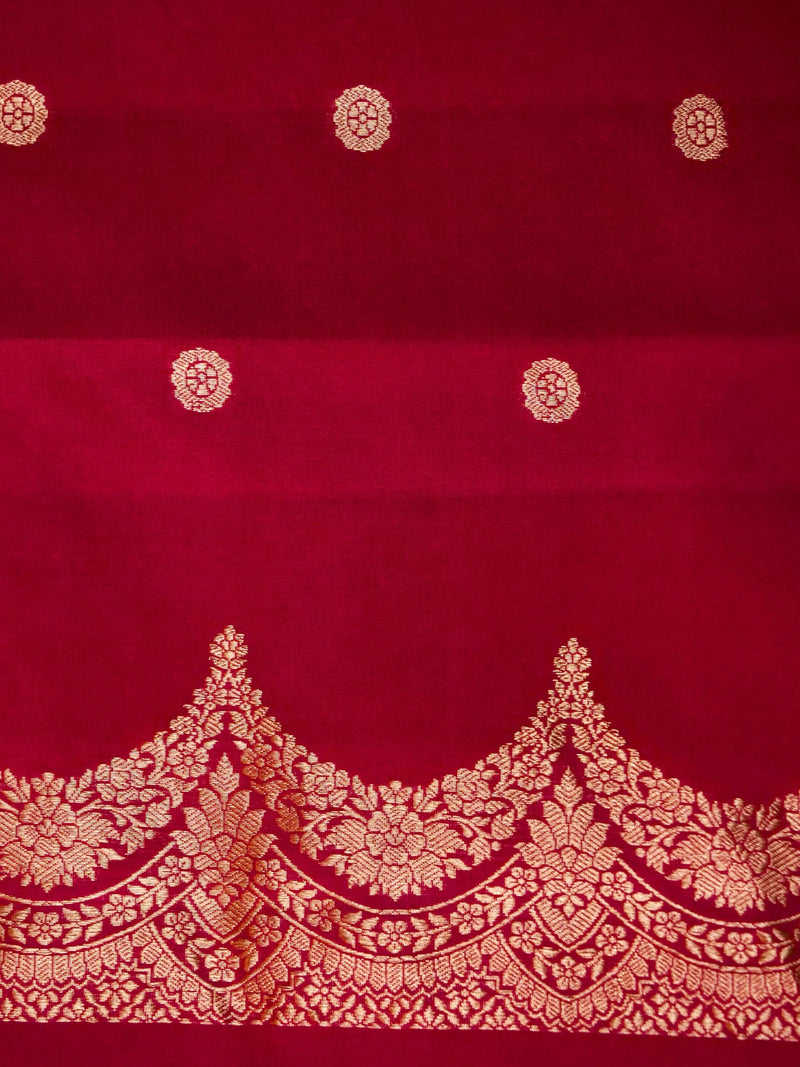 Handwoven Red Banarasi Katan Soft Silk Saree