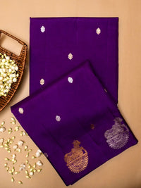 Handwoven Purple Banarasi Motif Katan Soft Silk Saree