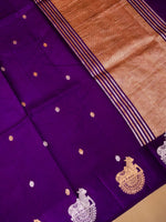 Handwoven Purple Banarasi Motif Katan Soft Silk Saree