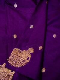 Handwoven Purple Banarasi Motif Katan Soft Silk Saree