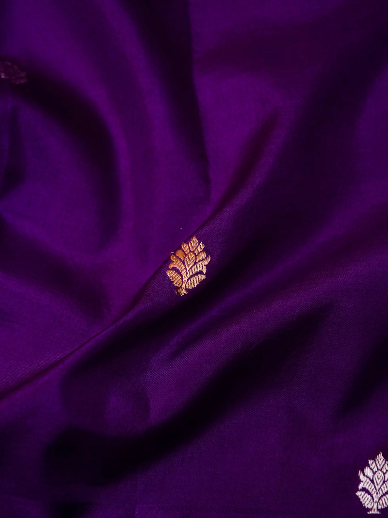 Handwoven Purple Banarasi Motif Katan Soft Silk Saree