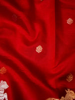 Handwoven Red Banarasi Motif Katan Soft Silk Saree