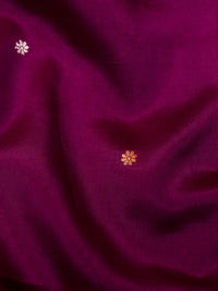 Handwoven Wine Banarasi Motif Katan Soft Silk Saree