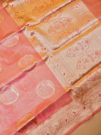 Handwoven Pink Banarasi Tissue Silk Saree