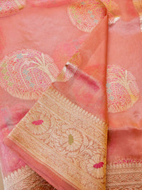 Handwoven Pink Banarasi Tissue Silk Saree