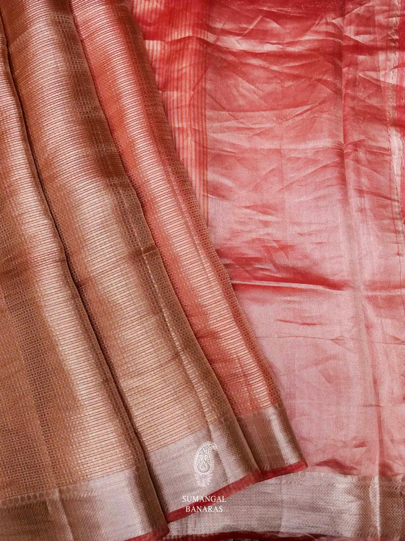 Handwoven Red Banarasi Tissue Silk Saree