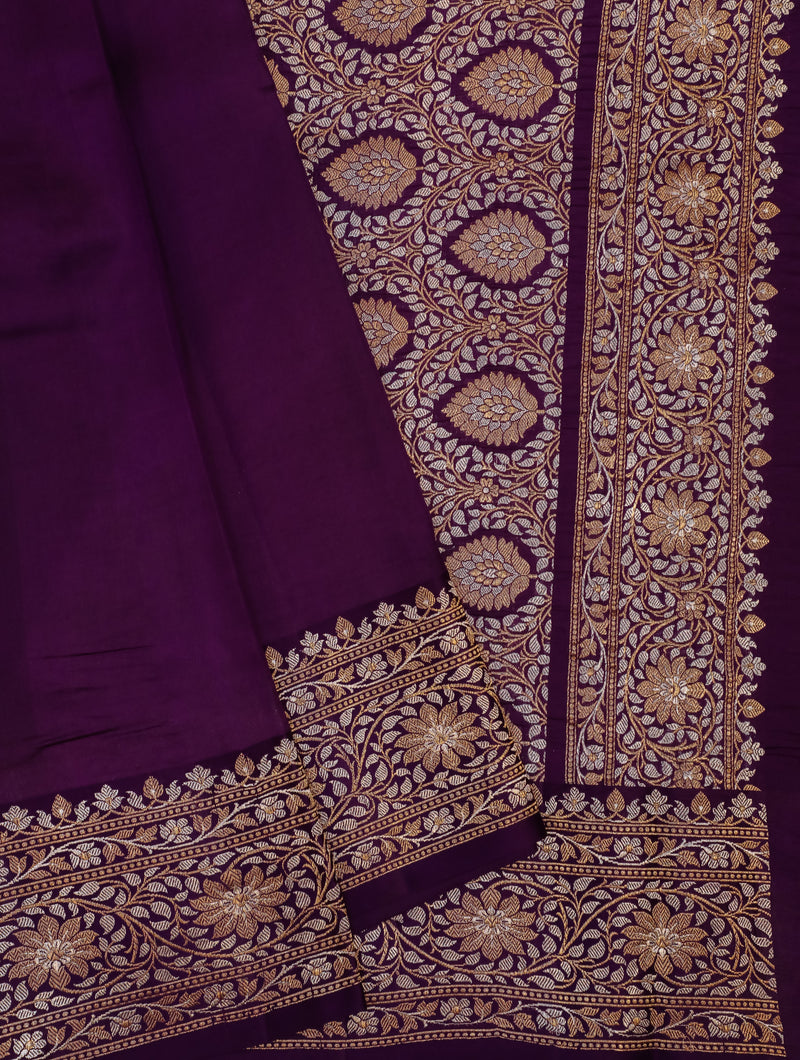 Handwoven Purple Banarasi Katan Silk Saree