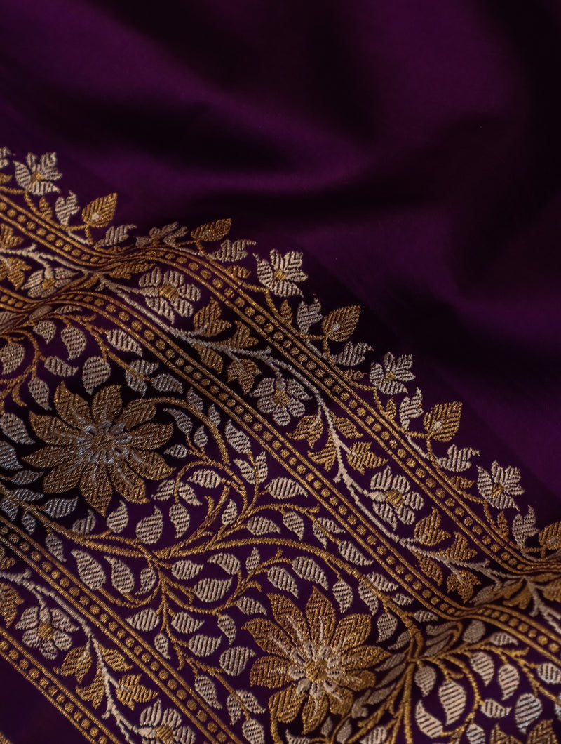 Handwoven Purple Banarasi Katan Silk Saree