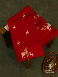 Handwoven Red Banarasi Katan Soft Silk Saree