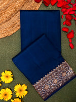 Handwoven Navy Blue Banarasi Katan Silk Saree