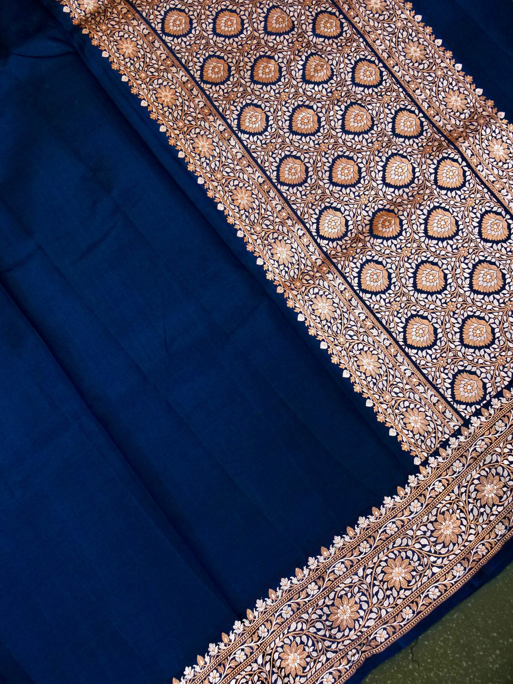 Handwoven Navy Blue Banarasi Katan Silk Saree