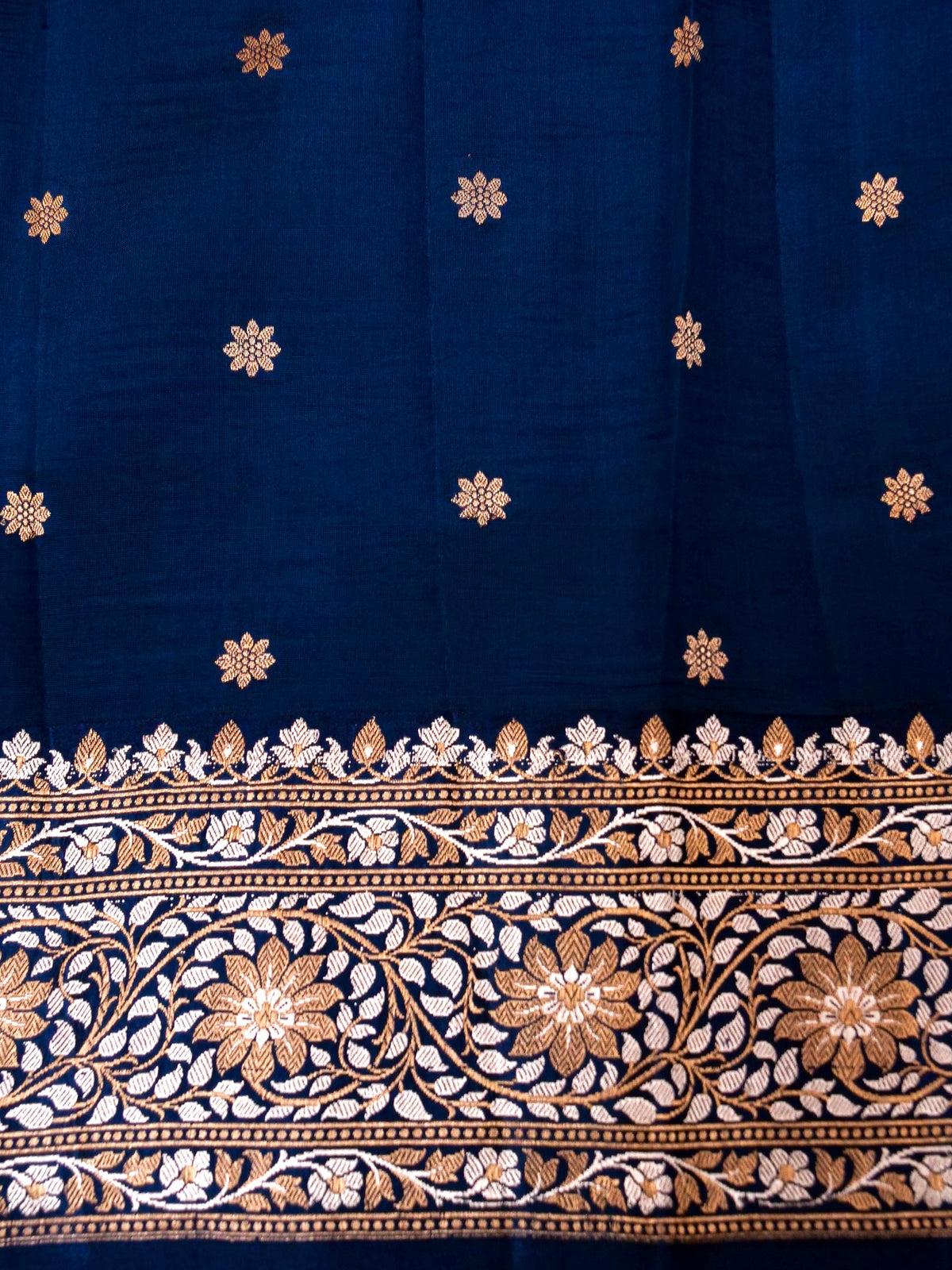 Handwoven Navy Blue Banarasi Katan Silk Saree