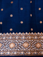 Handwoven Navy Blue Banarasi Katan Silk Saree