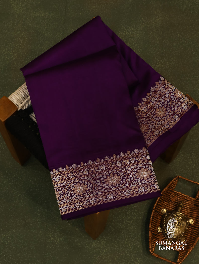 Handwoven Purple Banarasi Katan Silk Saree