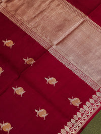 Handwoven Maroon Banarasi Katan Silk Saree