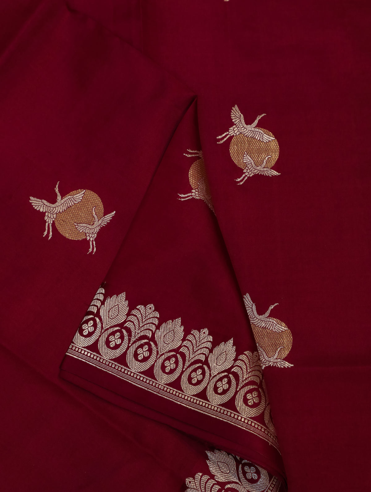 Handwoven Maroon Banarasi Katan Silk Saree