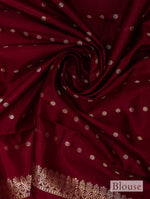 Handwoven Maroon Banarasi Katan Silk Saree