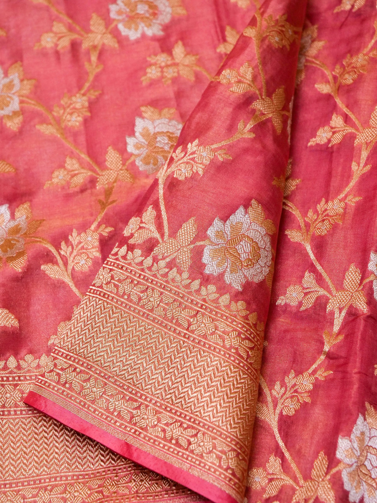 Handwoven Light Pink Banarasi Tissue Katan Silk Saree