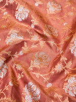 Handwoven Peach Banarasi Tissue Katan Silk Saree